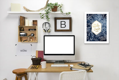 Fearfully Wonderfully  Blue Floral Geo Shape By Wall + Wonder - Framed Print - Americanflat