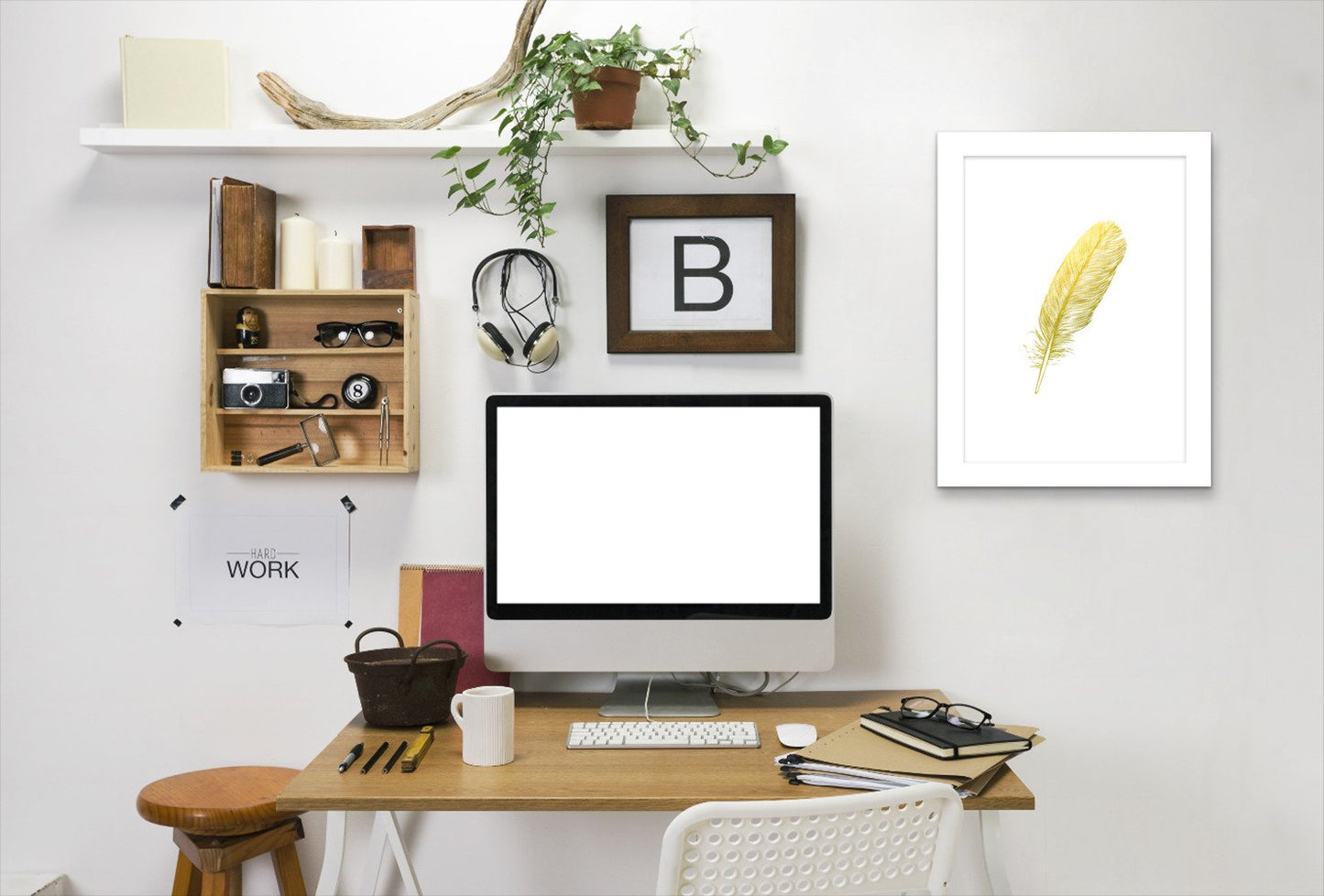 Feather  Gold By Wall + Wonder - Framed Print - Americanflat