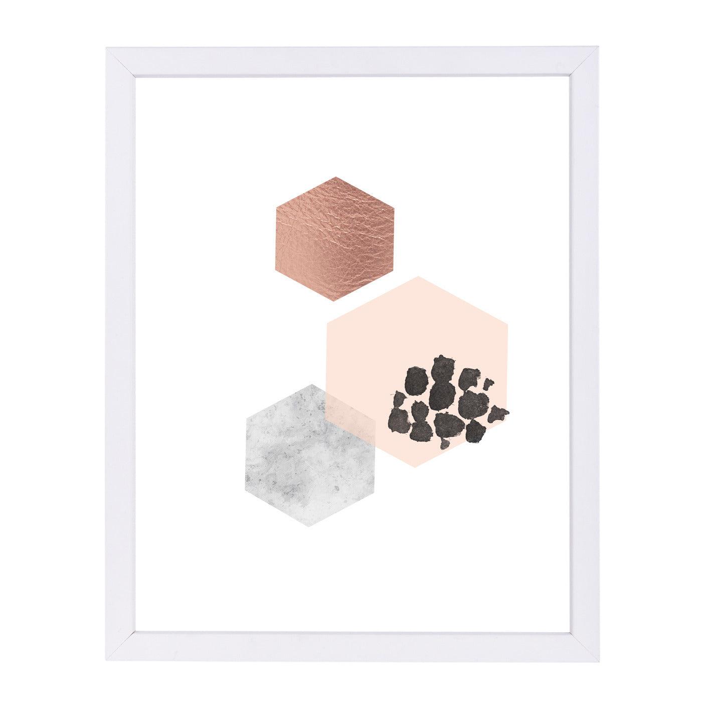 Scnadinavian Hexagons By Wall + Wonder - White Framed Print - Wall Art - Americanflat
