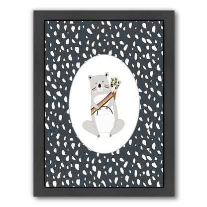 Tribal Bear In Oval By Wall + Wonder - Black Framed Print - Wall Art - Americanflat