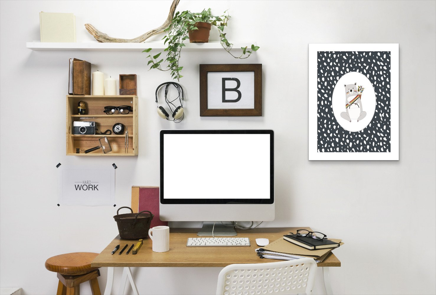 Tribal Bear In Oval By Wall + Wonder - Framed Print - Americanflat