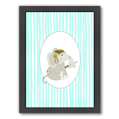 Tribal Elephant In Oval By Wall + Wonder - Black Framed Print - Wall Art - Americanflat