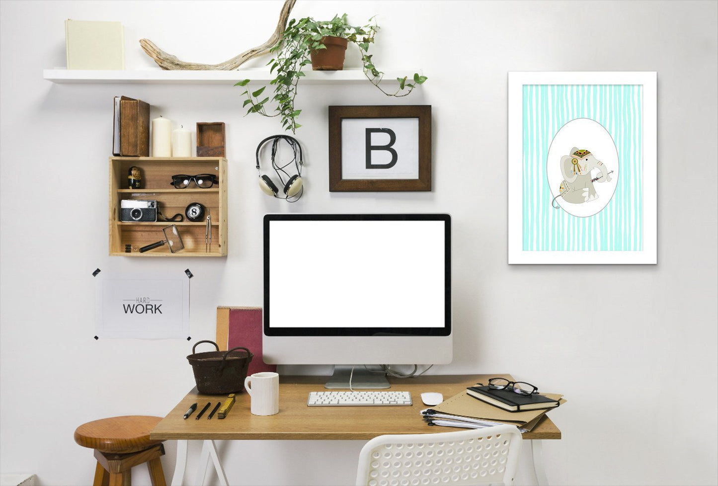 Tribal Elephant In Oval By Wall + Wonder - Framed Print - Americanflat