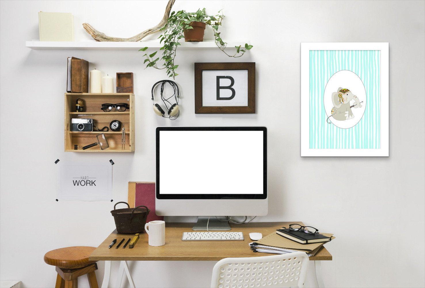 Tribal Elephant In Oval By Wall + Wonder - Framed Print - Americanflat