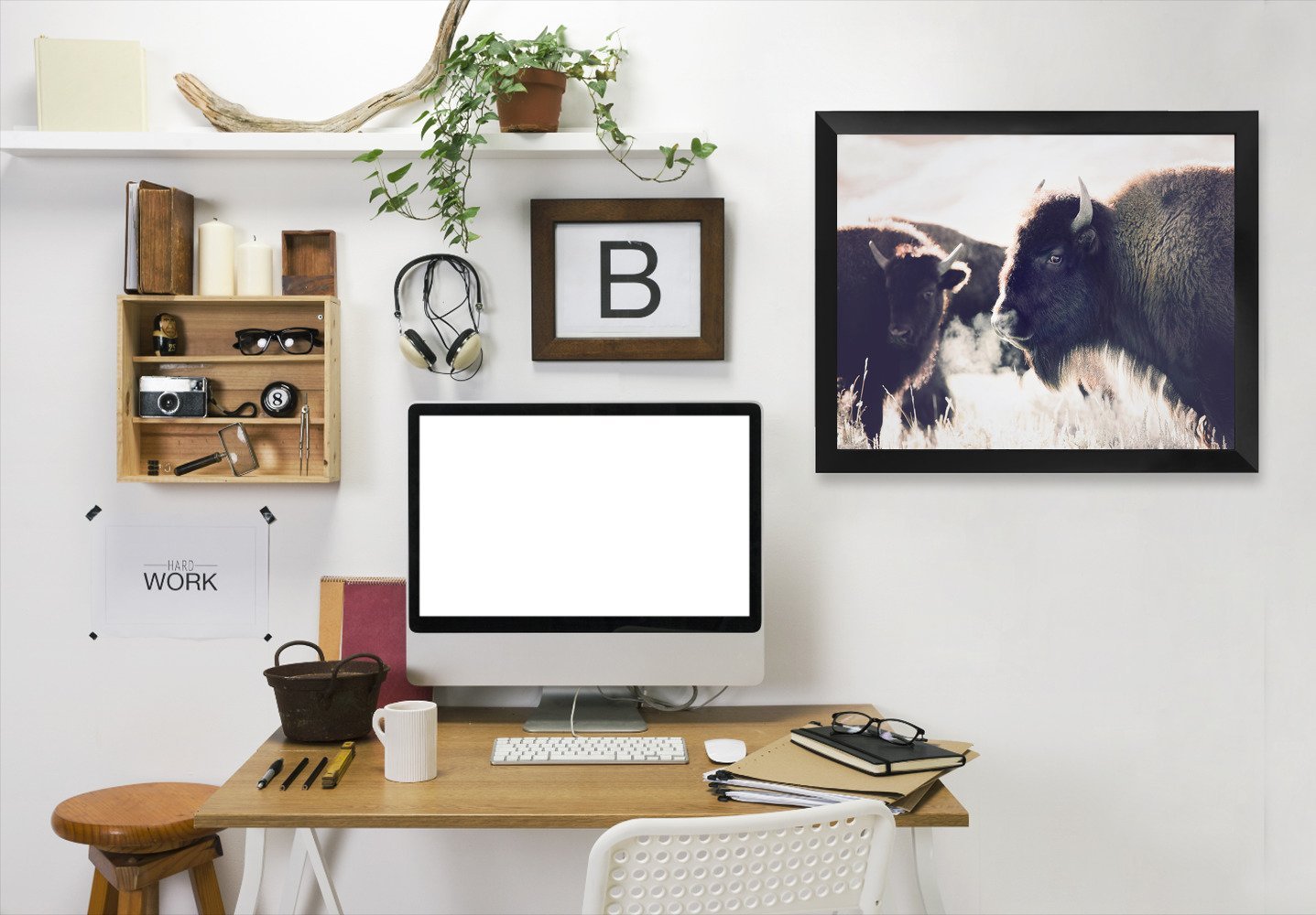Bison By Sisi And Seb - Black Framed Print - Wall Art - Americanflat