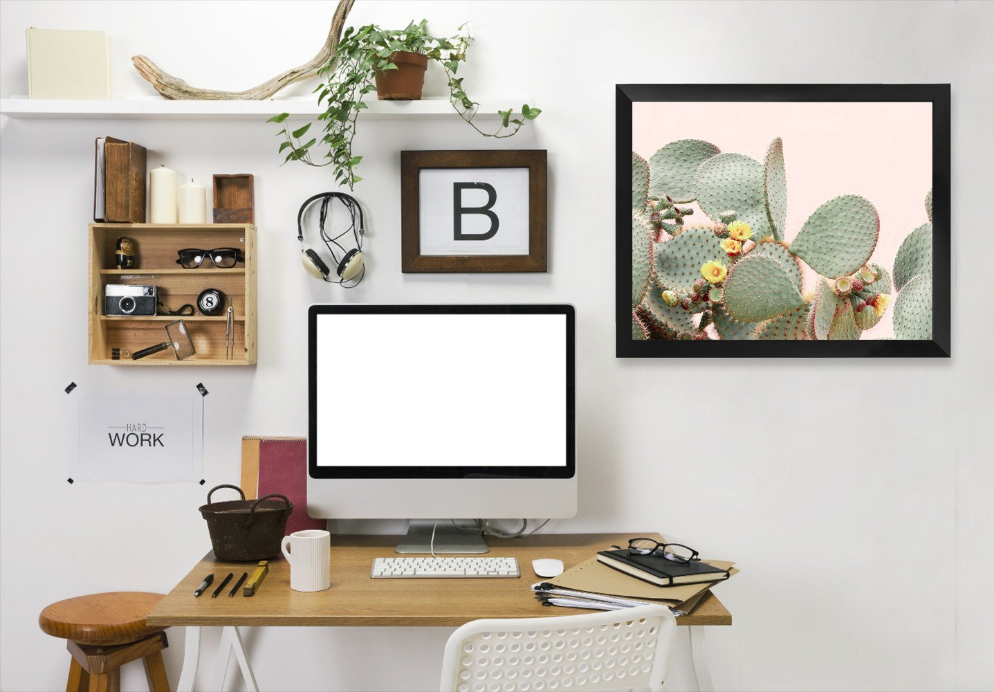 Blooming Cactus  By Sisi And Seb - Black Framed Print - Wall Art - Americanflat