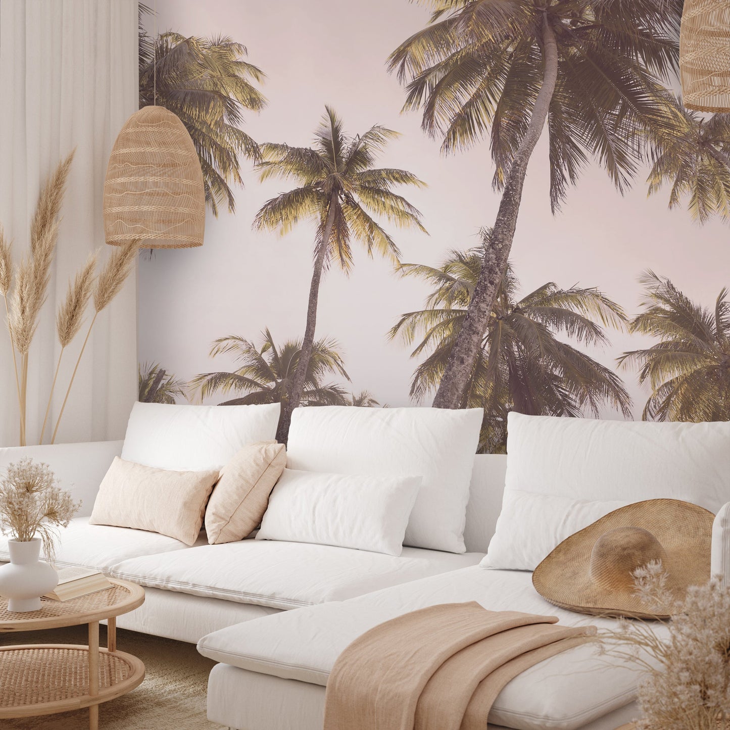 Peel & Stick Wall Mural - Blush Palms By Sisi and Seb