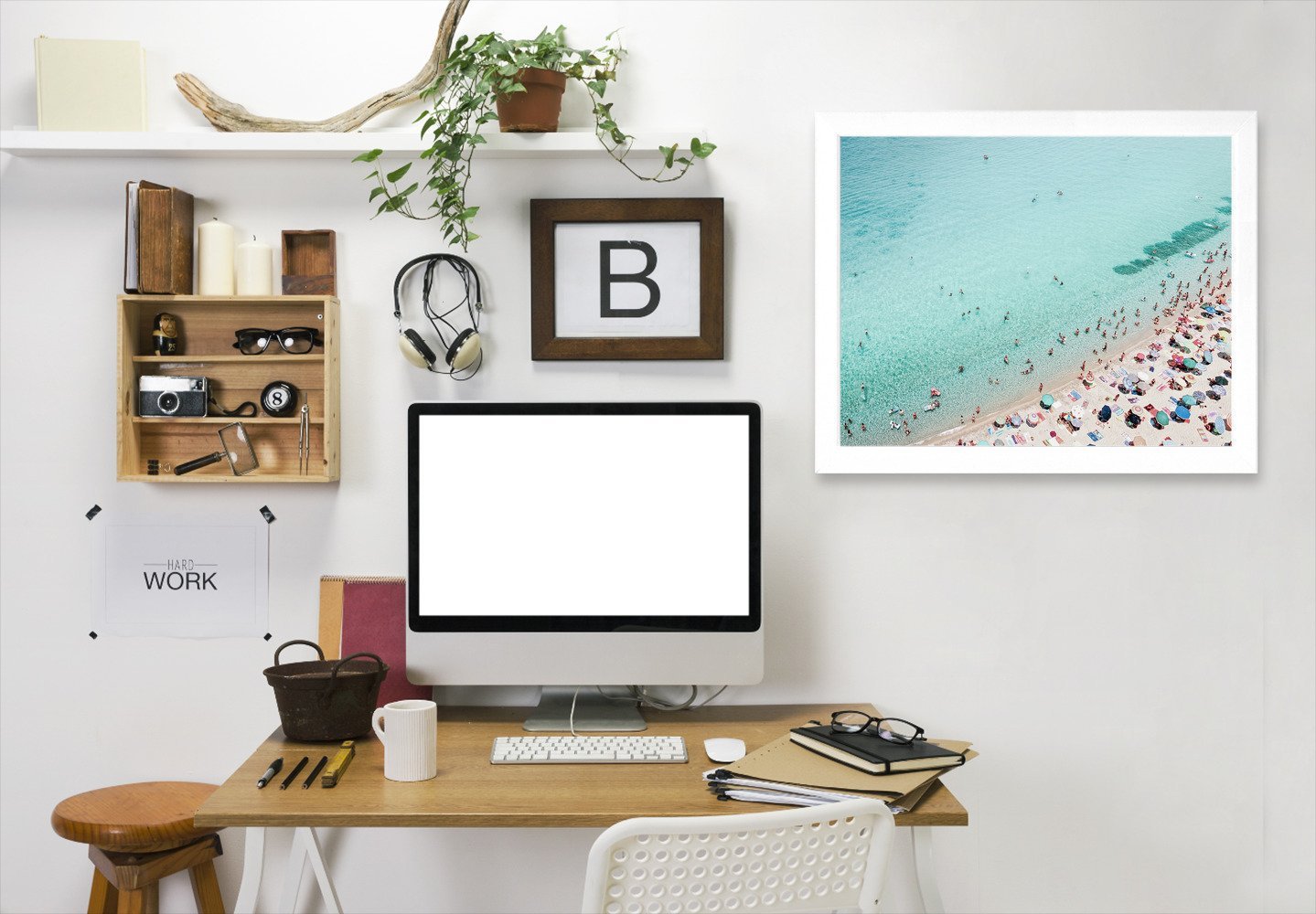 Busy Beach By Sisi And Seb - White Framed Print - Wall Art - Americanflat