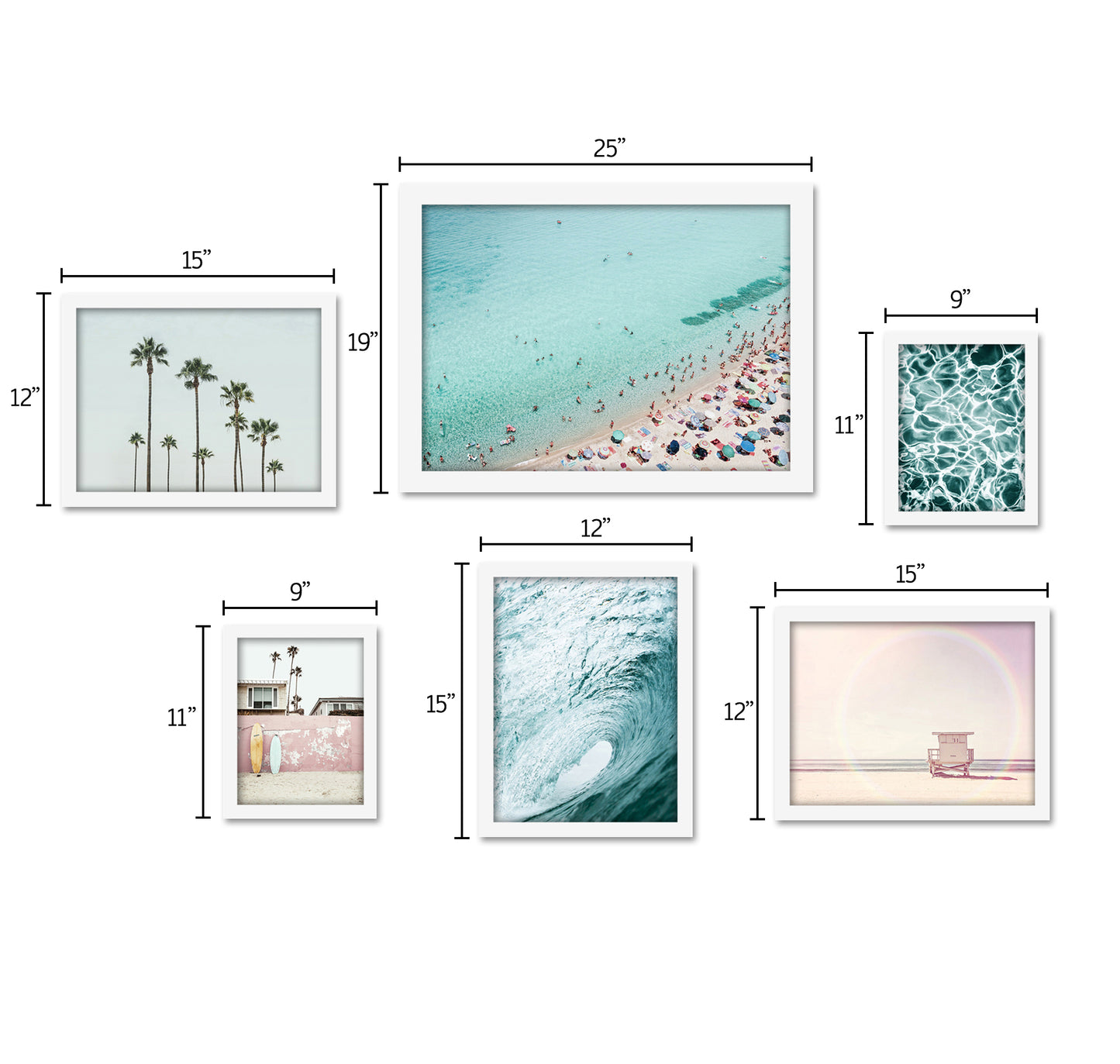 Ocean and Beach Photography - 6 Piece Framed Gallery Wall Set - Art Set - Americanflat