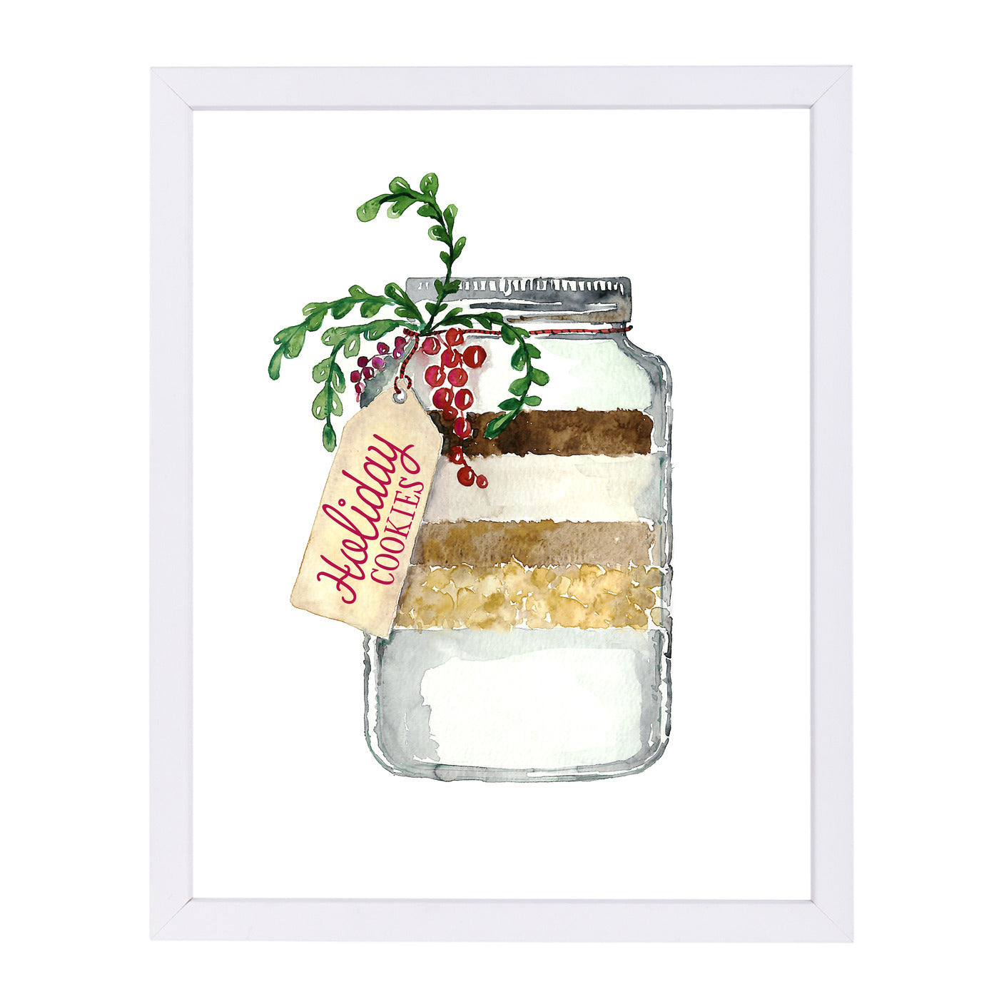 Holiday Cookies In A Jar By Blursbyai - White Framed Print - Wall Art - Americanflat