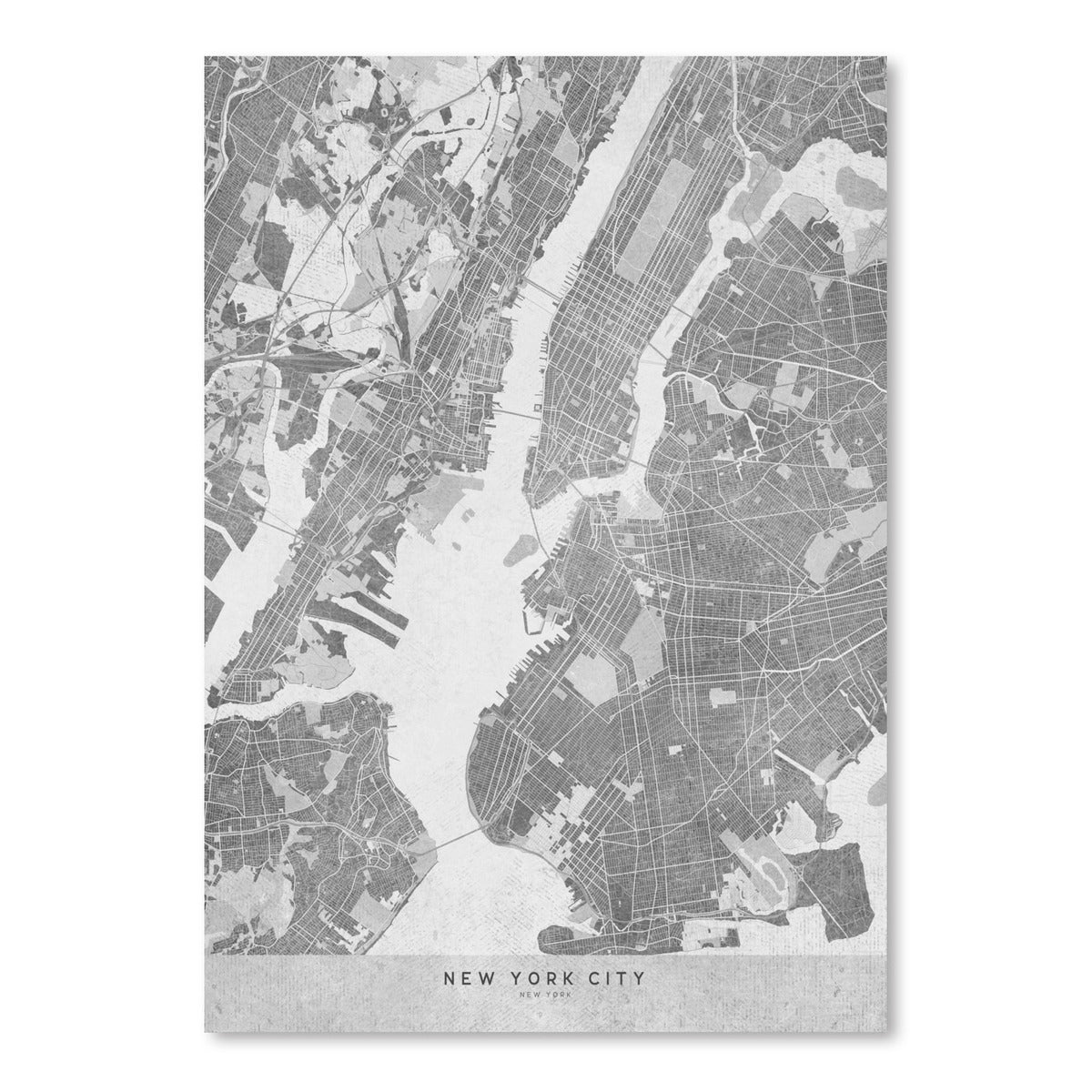 Map Of New York City In Grey by Blursbyai - Art Print - Americanflat