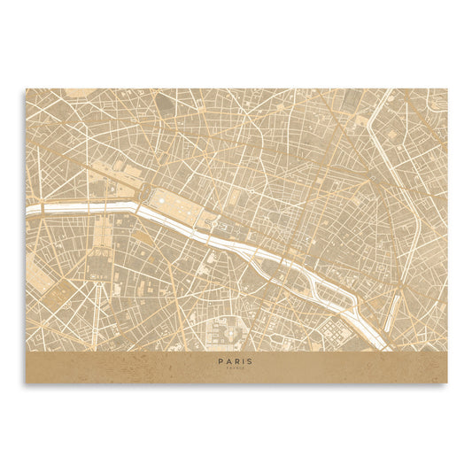 Map Of Paris In Vintage Sepia by Blursbyai - Art Print - Americanflat
