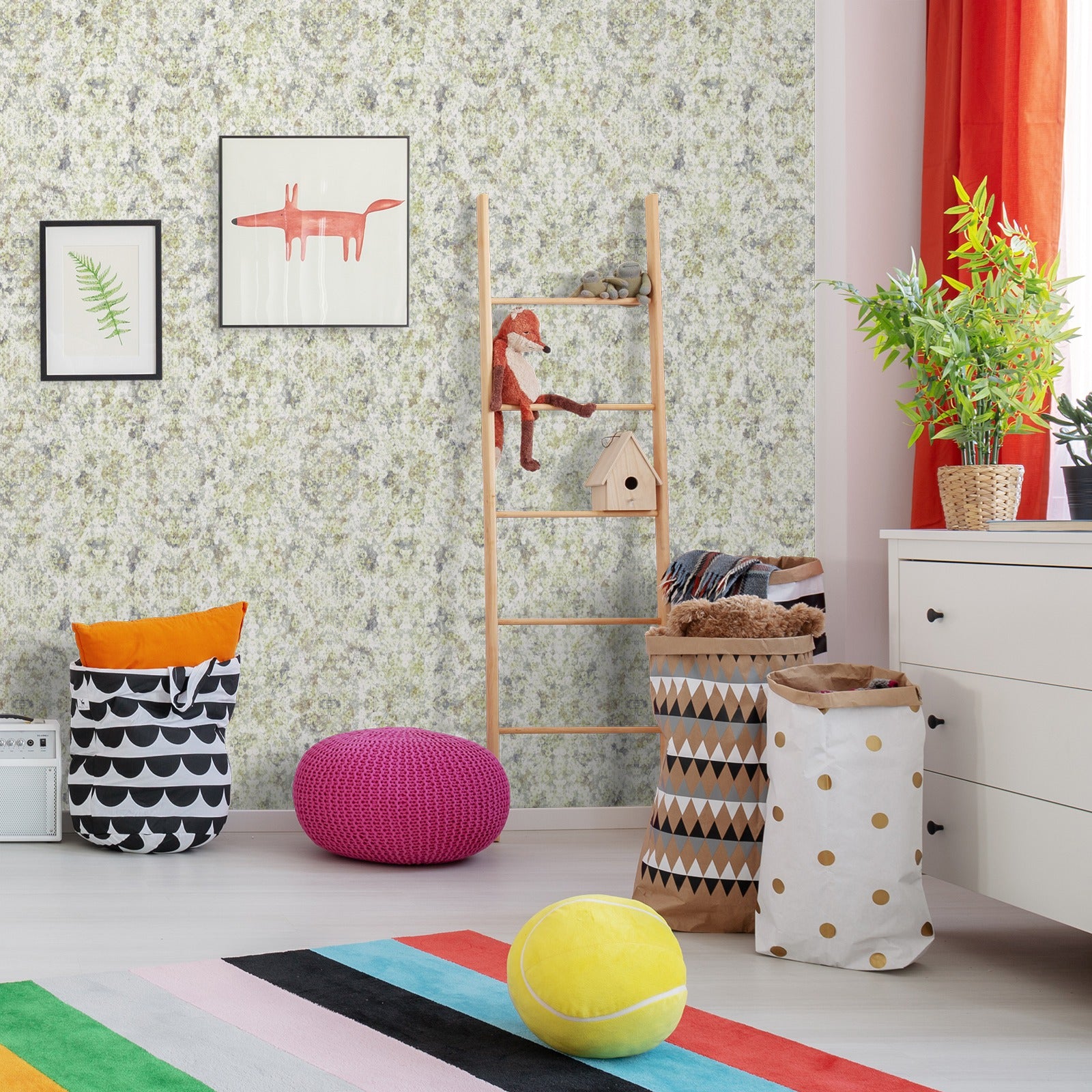 18' L x 24" W Peel & Stick Wallpaper Roll - Green Soft Flowers by DecoWorks - Wallpaper - Americanflat