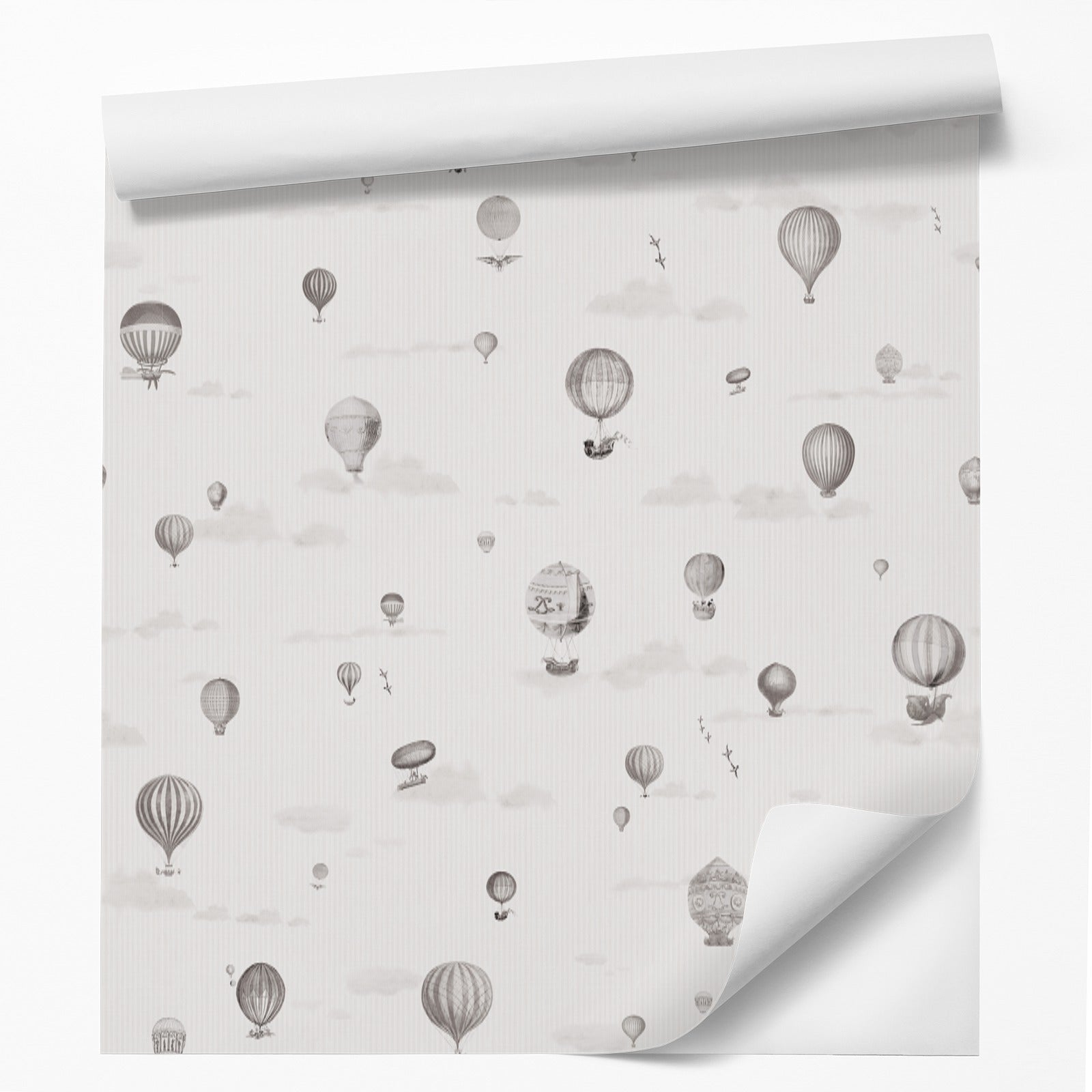 18' L x 24" W Peel & Stick Wallpaper Roll - Gray Hot Air Balloons by DecoWorks - Wallpaper - Americanflat