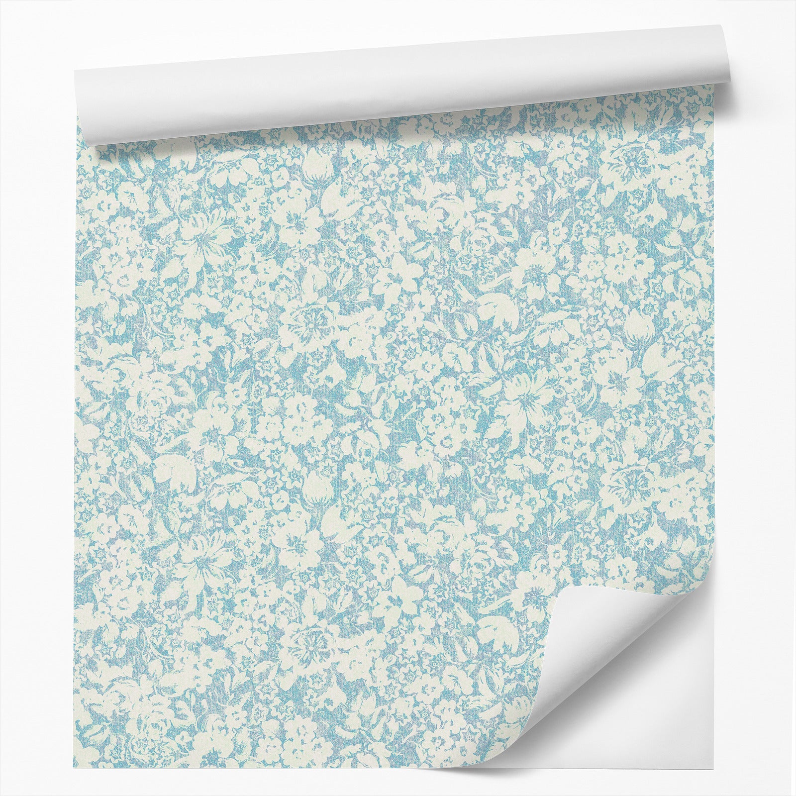18' L x 24" W Peel & Stick Wallpaper Roll - Blue Blossom Flowers by DecoWorks - Wallpaper - Americanflat
