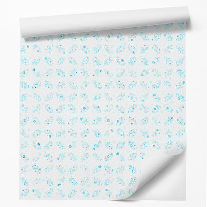 18' L x 24" W Peel & Stick Wallpaper Roll - Blue Floral Stencil by DecoWorks - Wallpaper - Americanflat