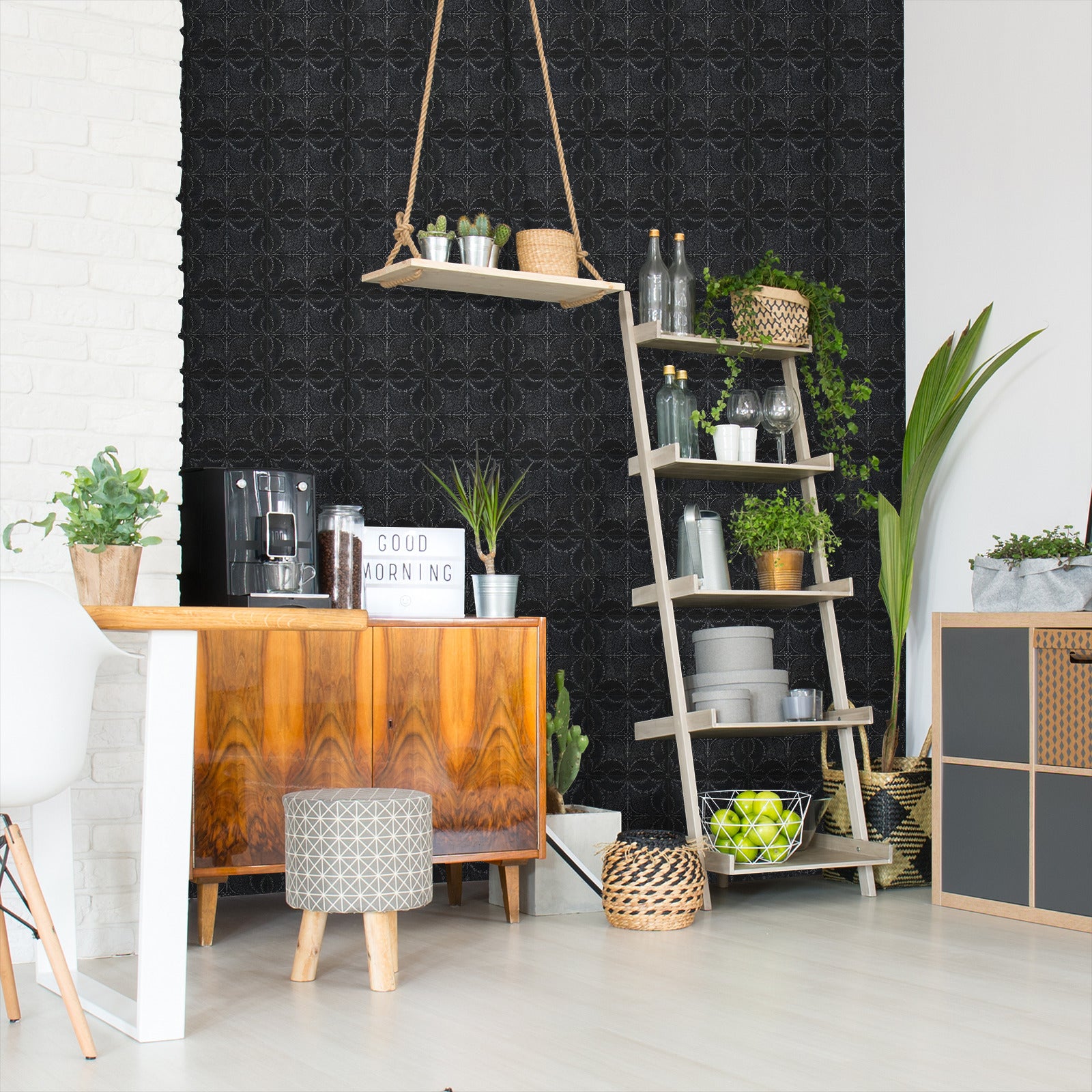 18' L x 24" W Peel & Stick Wallpaper Roll - Dark Victorian Tile by DecoWorks - Wallpaper - Americanflat