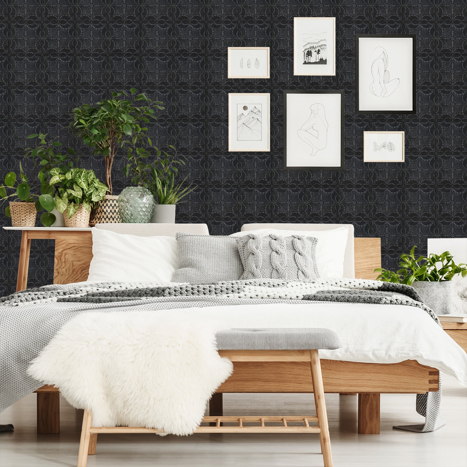 18' L x 24" W Peel & Stick Wallpaper Roll - Dark Victorian Tile by DecoWorks - Wallpaper - Americanflat
