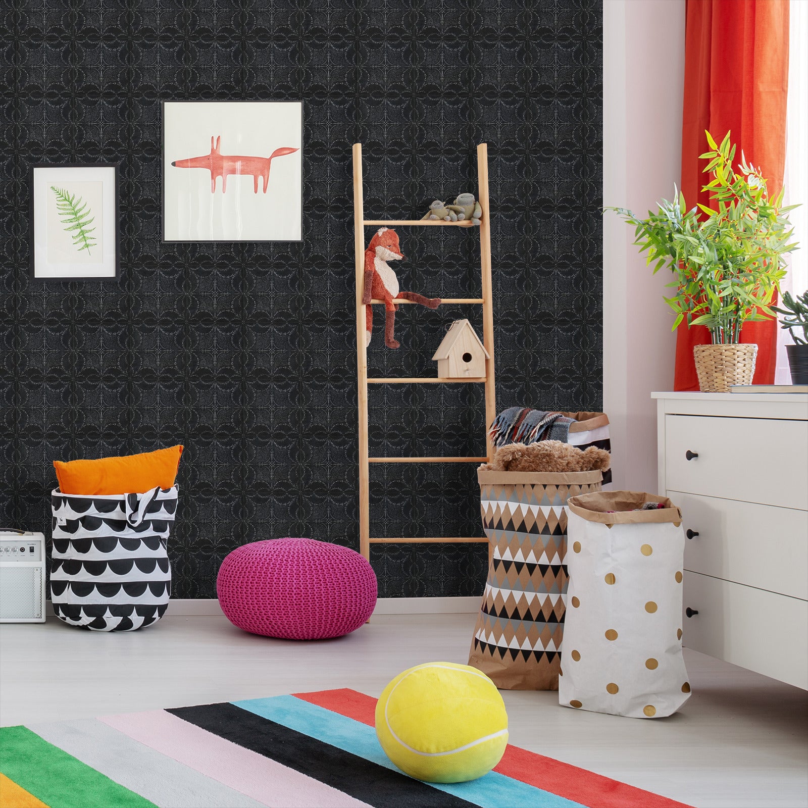 18' L x 24" W Peel & Stick Wallpaper Roll - Dark Victorian Tile by DecoWorks - Wallpaper - Americanflat