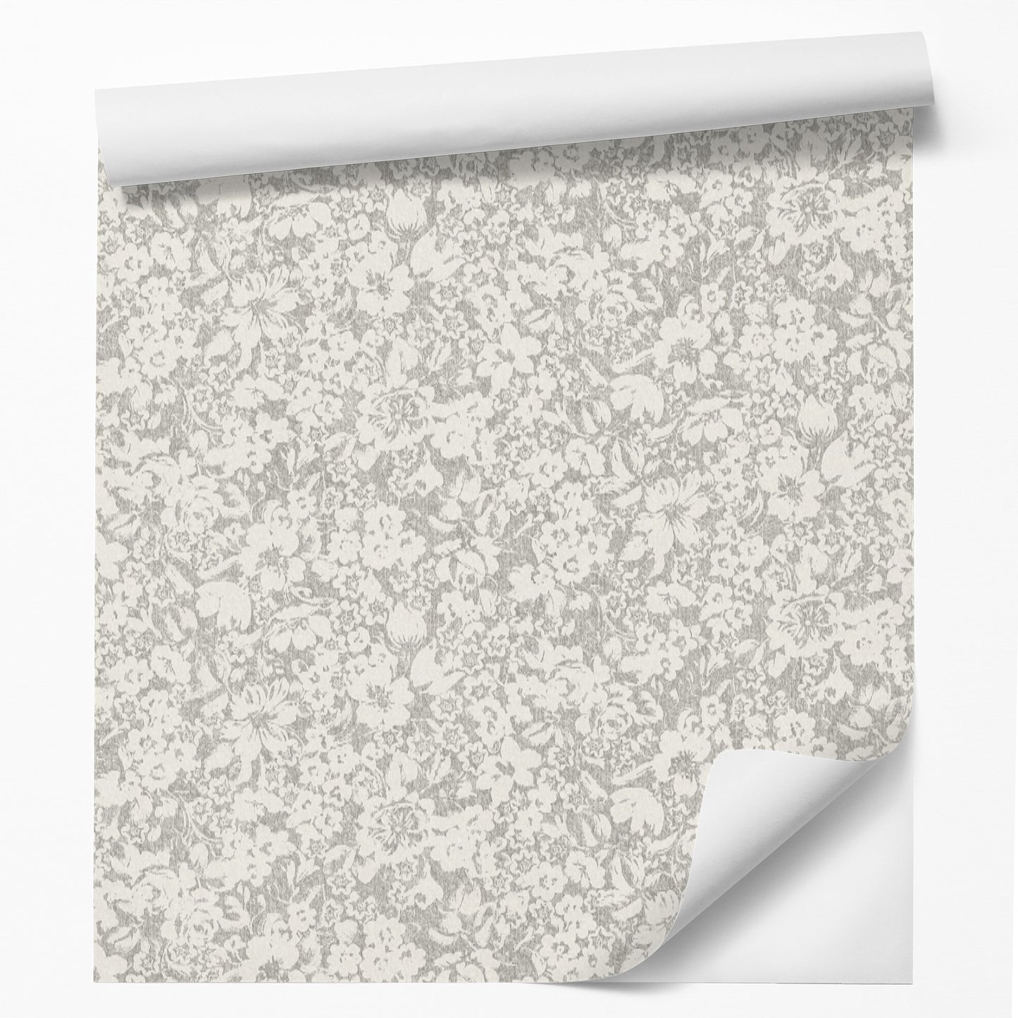 18' L x 24" W Peel & Stick Wallpaper Roll - Gray Blossom Flowers by DecoWorks - Wallpaper - Americanflat