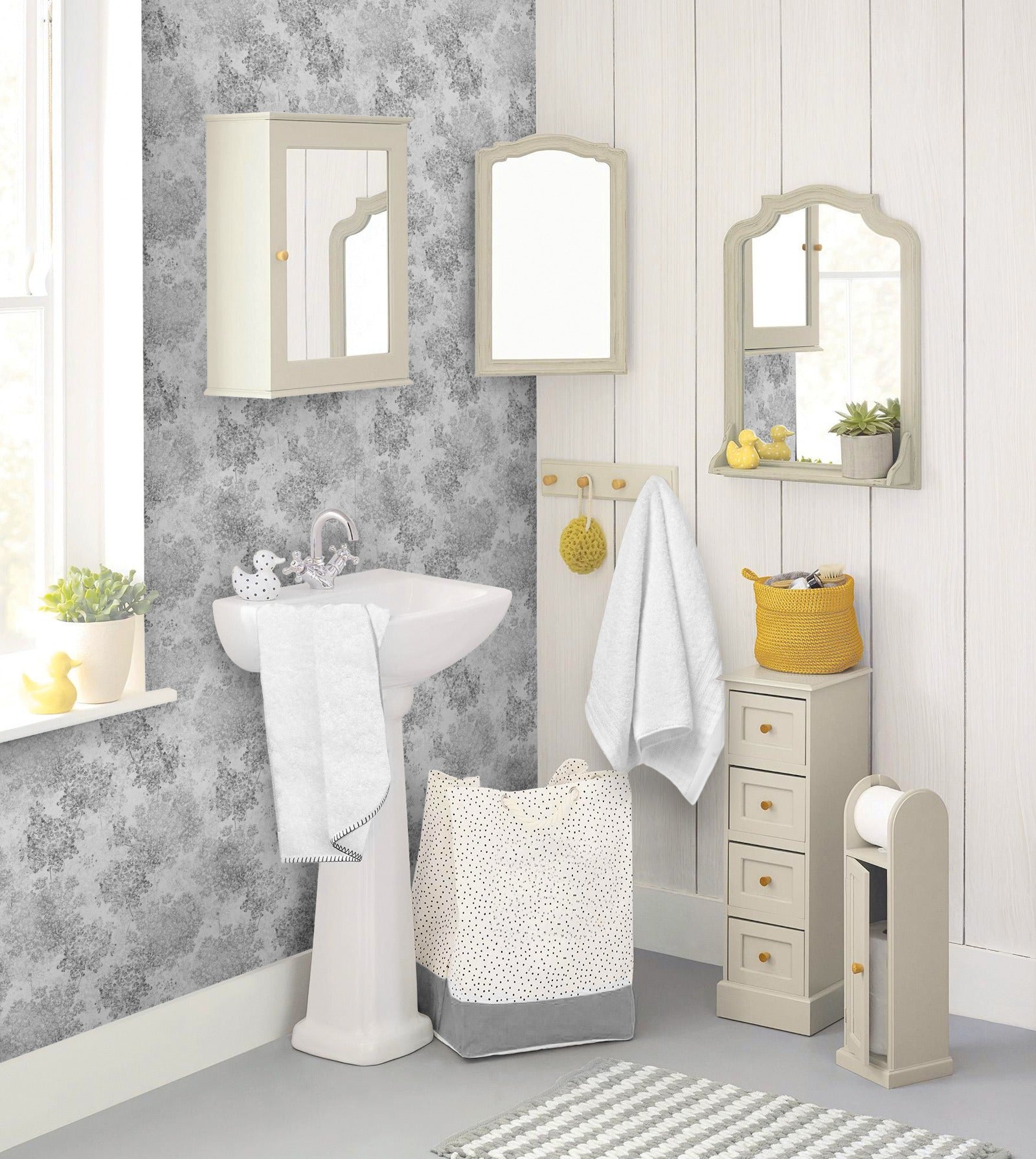 18' L x 24" W Peel & Stick Wallpaper Roll - Gray Spring Elder Flowers by DecoWorks - Wallpaper - Americanflat
