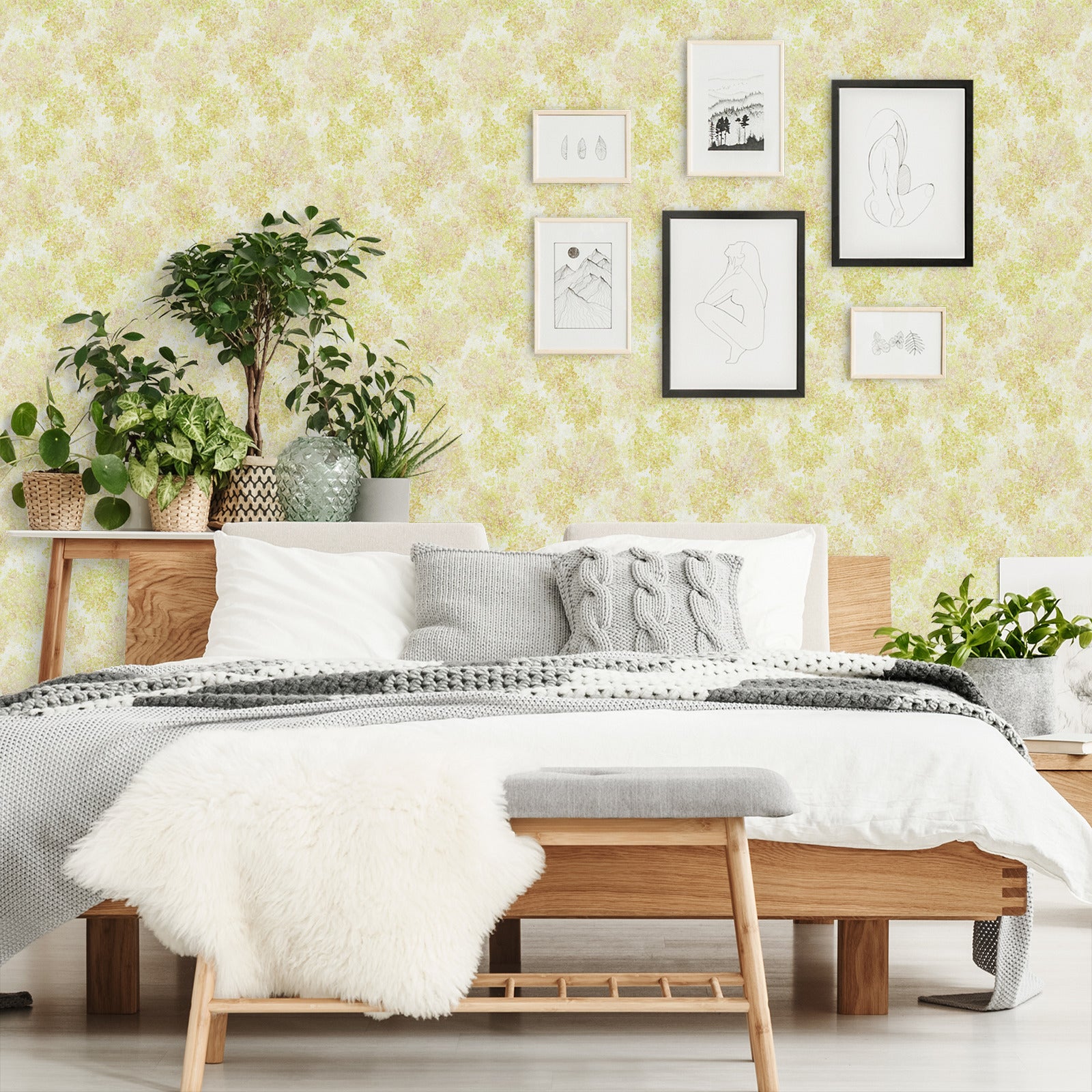 18' L x 24" W Peel & Stick Wallpaper Roll - Green Spring Elder Flowers by DecoWorks - Wallpaper - Americanflat