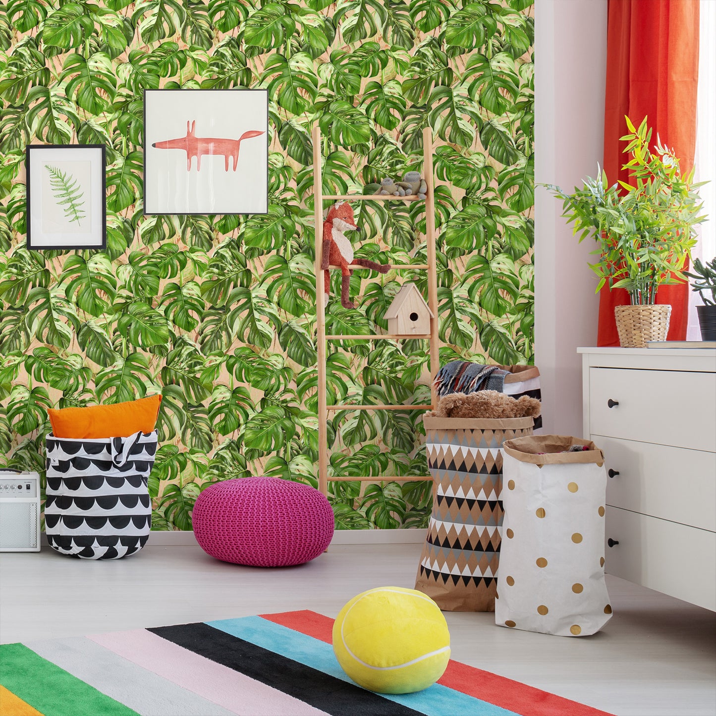 18' L x 24" W Peel & Stick Wallpaper Roll - Monstera Palm Leaf by DecoWorks - Wallpaper - Americanflat