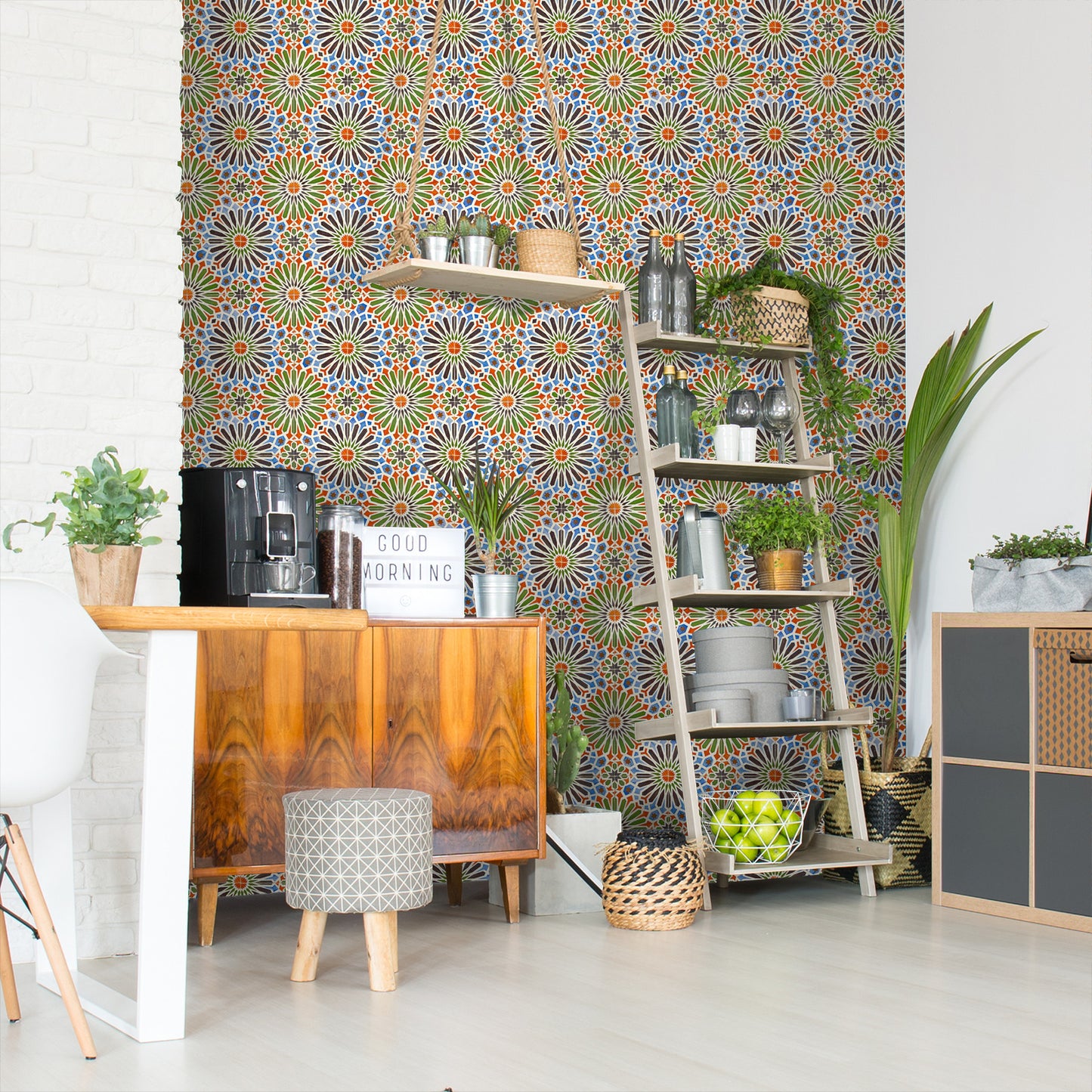 18' L x 24" W Peel & Stick Wallpaper Roll - Moroccan Tiles by DecoWorks - Wallpaper - Americanflat