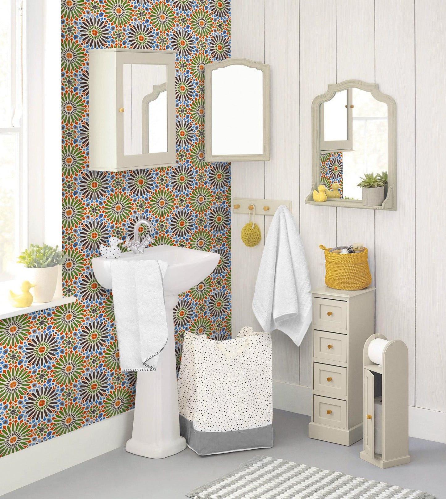 18' L x 24" W Peel & Stick Wallpaper Roll - Moroccan Tiles by DecoWorks - Wallpaper - Americanflat