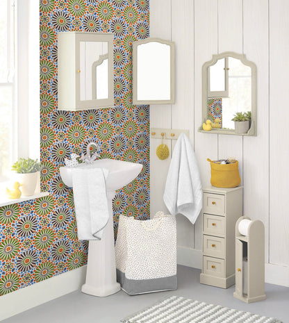 18' L x 24" W Peel & Stick Wallpaper Roll - Moroccan Tiles by DecoWorks - Wallpaper - Americanflat
