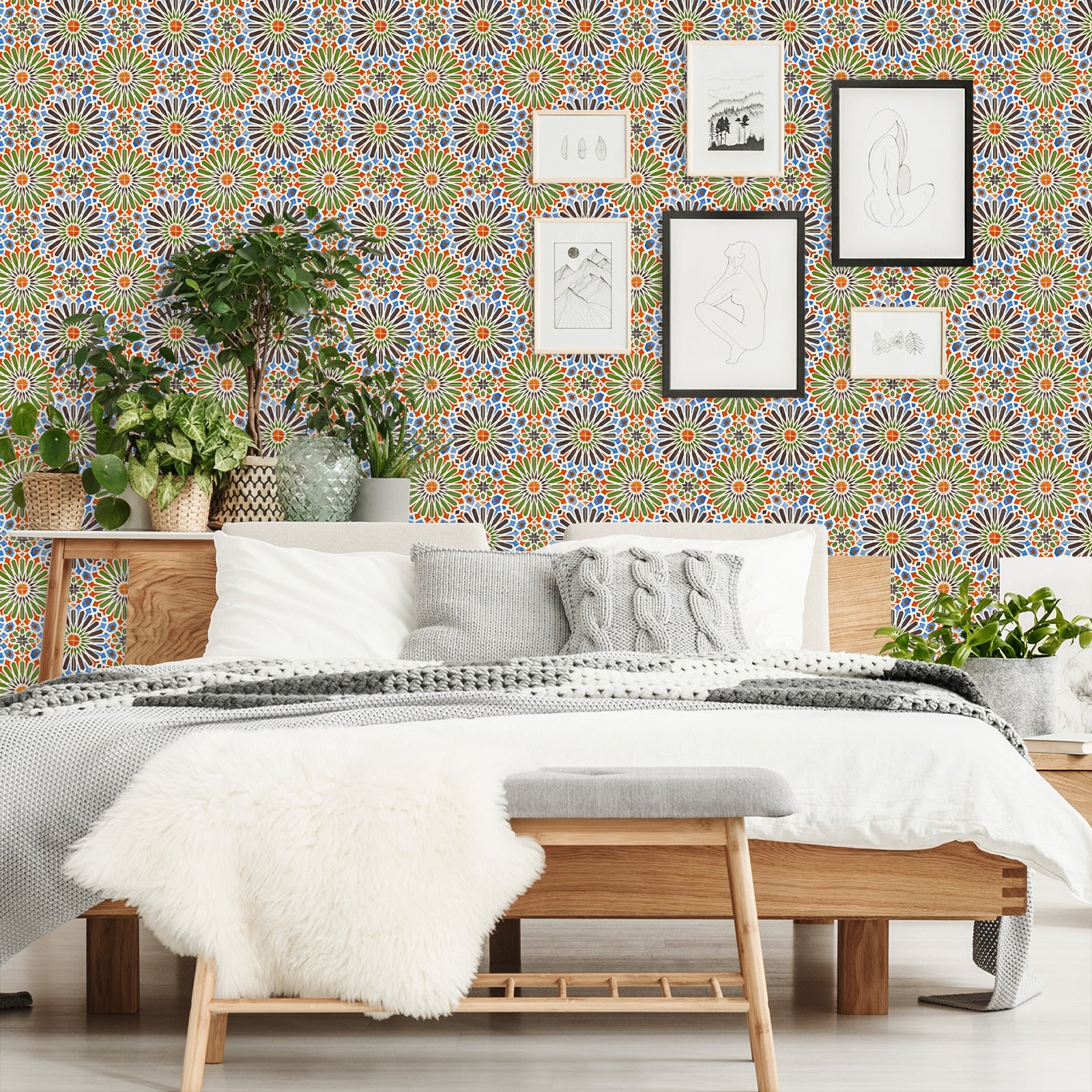 18' L x 24" W Peel & Stick Wallpaper Roll - Moroccan Tiles by DecoWorks - Wallpaper - Americanflat