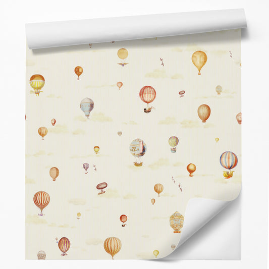 18' L x 24" W Peel & Stick Wallpaper Roll - Red Hot Air Balloons by DecoWorks - Wallpaper - Americanflat