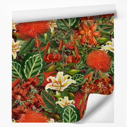 18' L x 24" W Peel & Stick Wallpaper Roll - Tropical Lily by DecoWorks - Wallpaper - Americanflat