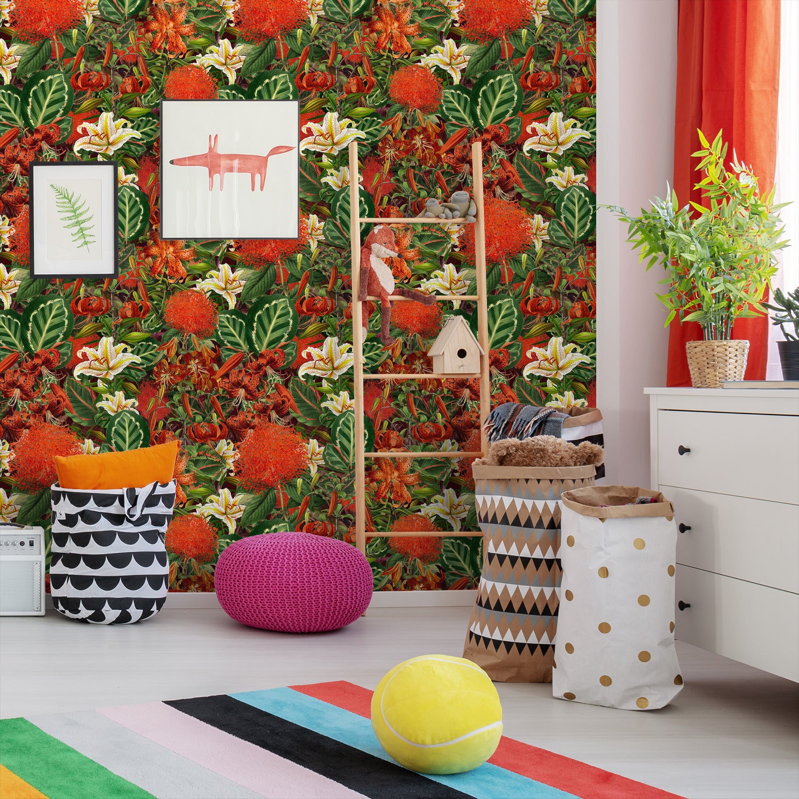 18' L x 24" W Peel & Stick Wallpaper Roll - Tropical Lily by DecoWorks - Wallpaper - Americanflat