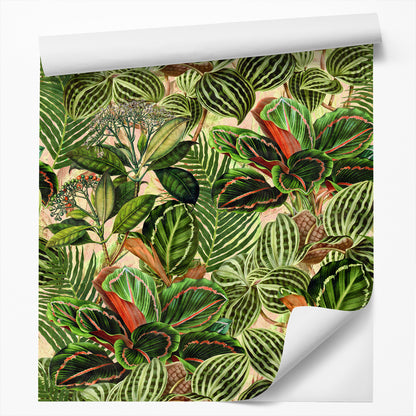 18' L x 24" W Peel & Stick Wallpaper Roll - Tropical Leaves by DecoWorks - Wallpaper - Americanflat