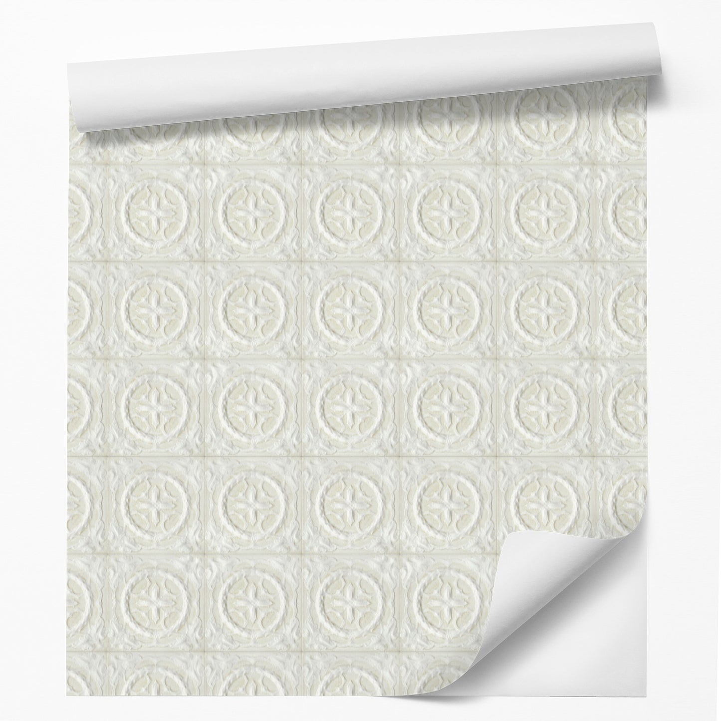 18' L x 24" W Peel & Stick Wallpaper Roll - Victorian White by DecoWorks - Wallpaper - Americanflat