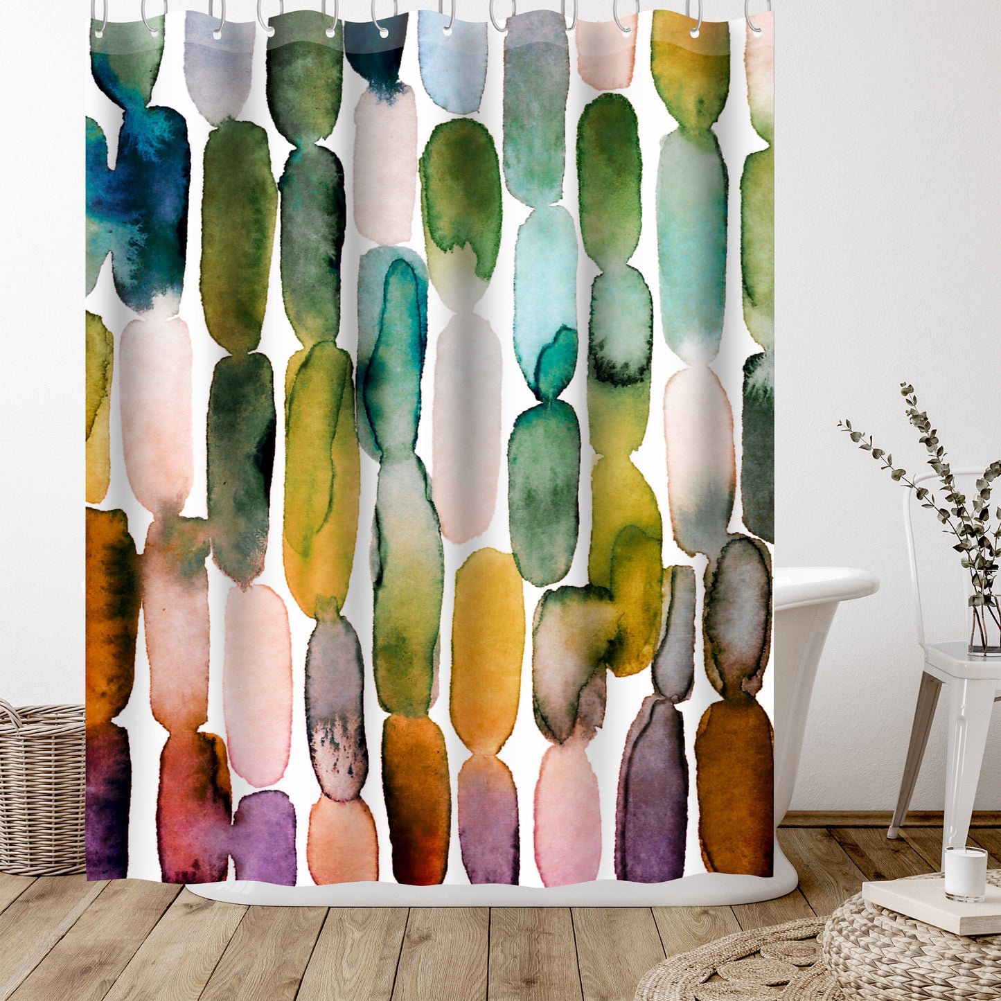 71" x 74" Shower Curtain, Watercolor Strokes 1 by Lisa Nohren