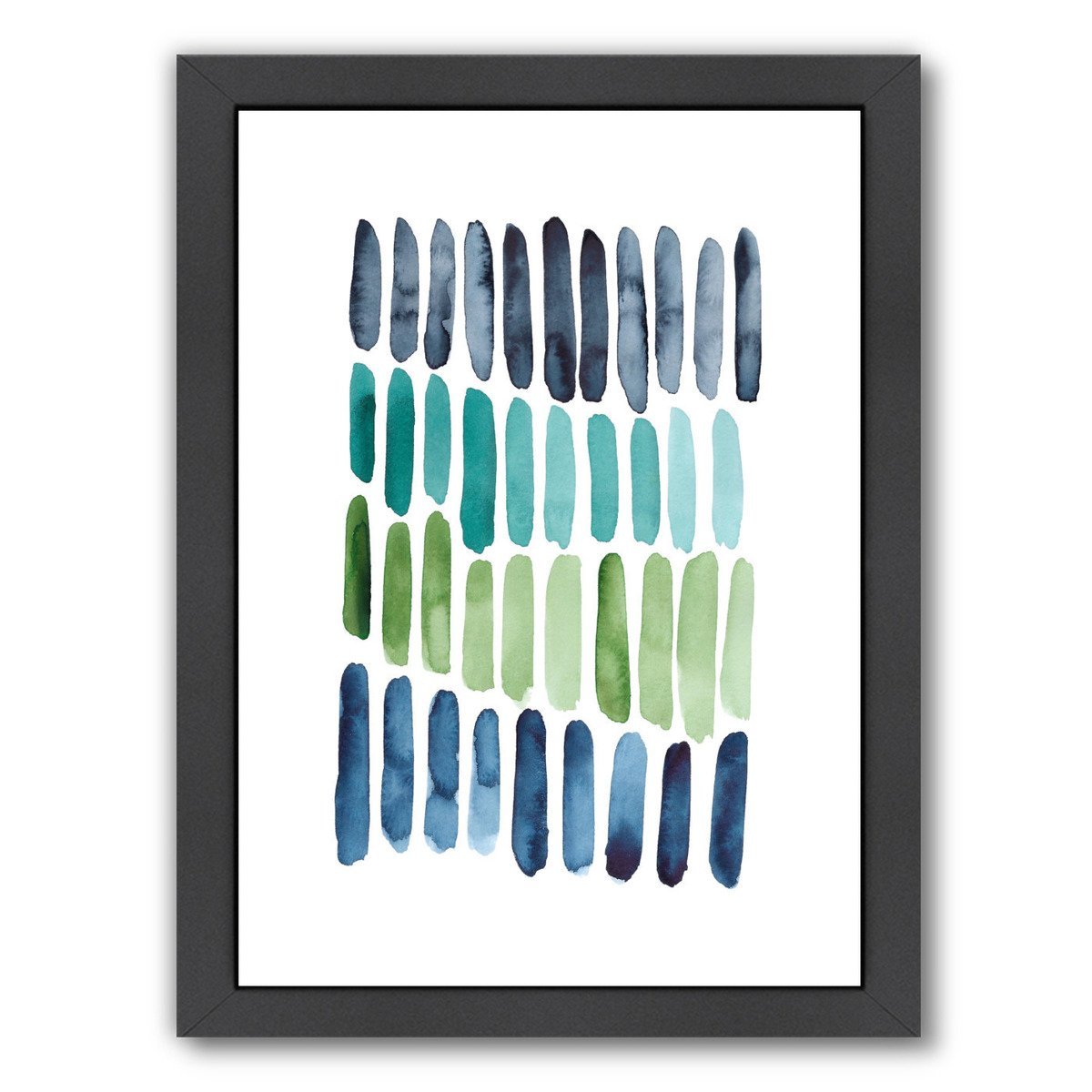 Blue Green Strokes By Lisa Nohren - Black Framed Print - Wall Art - Americanflat