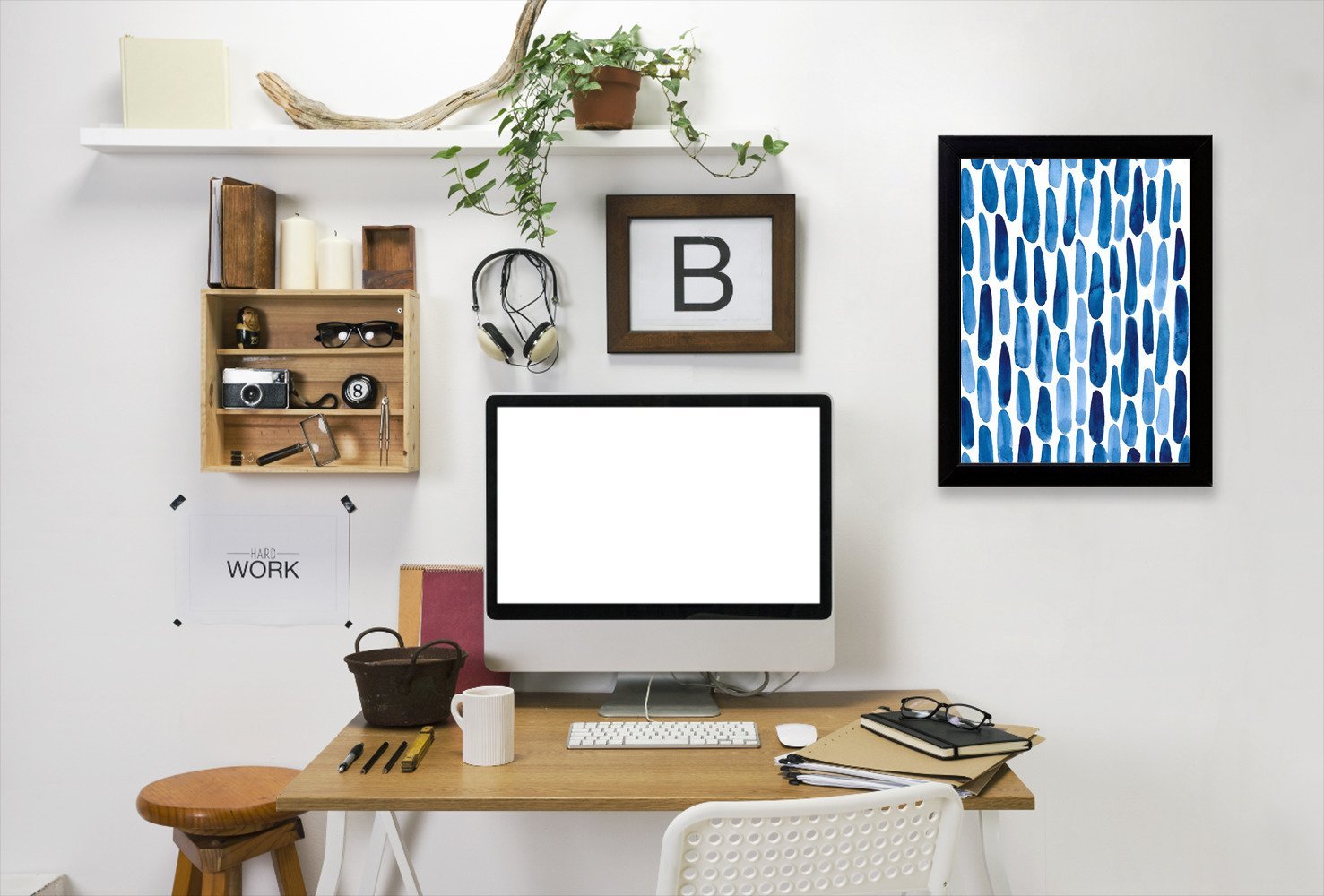Blue Strokes By Lisa Nohren - Black Framed Print - Wall Art - Americanflat