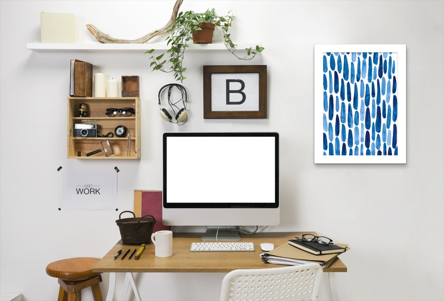 Blue Strokes By Lisa Nohren - Framed Print - Americanflat