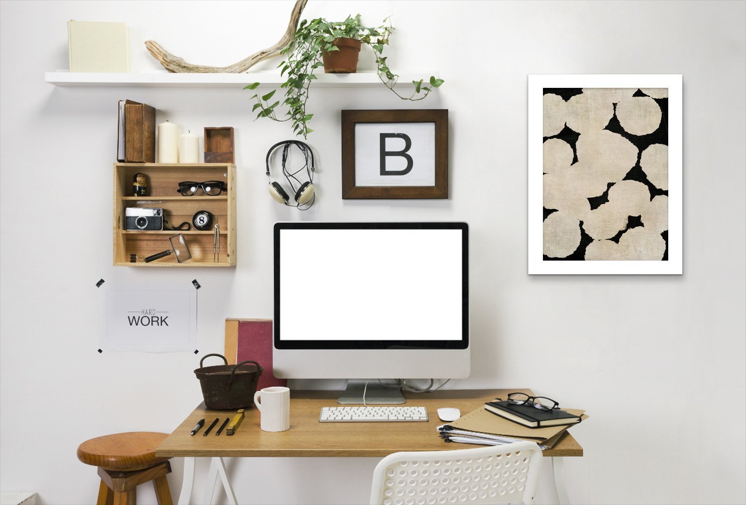 Beige and Black By Chaos & Wonder Design - White Framed Print - Wall Art - Americanflat