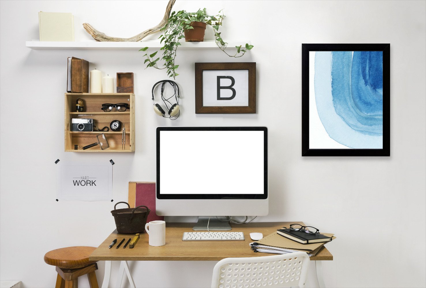 Blue Curves By Chaos & Wonder Design - Black Framed Print - Wall Art - Americanflat