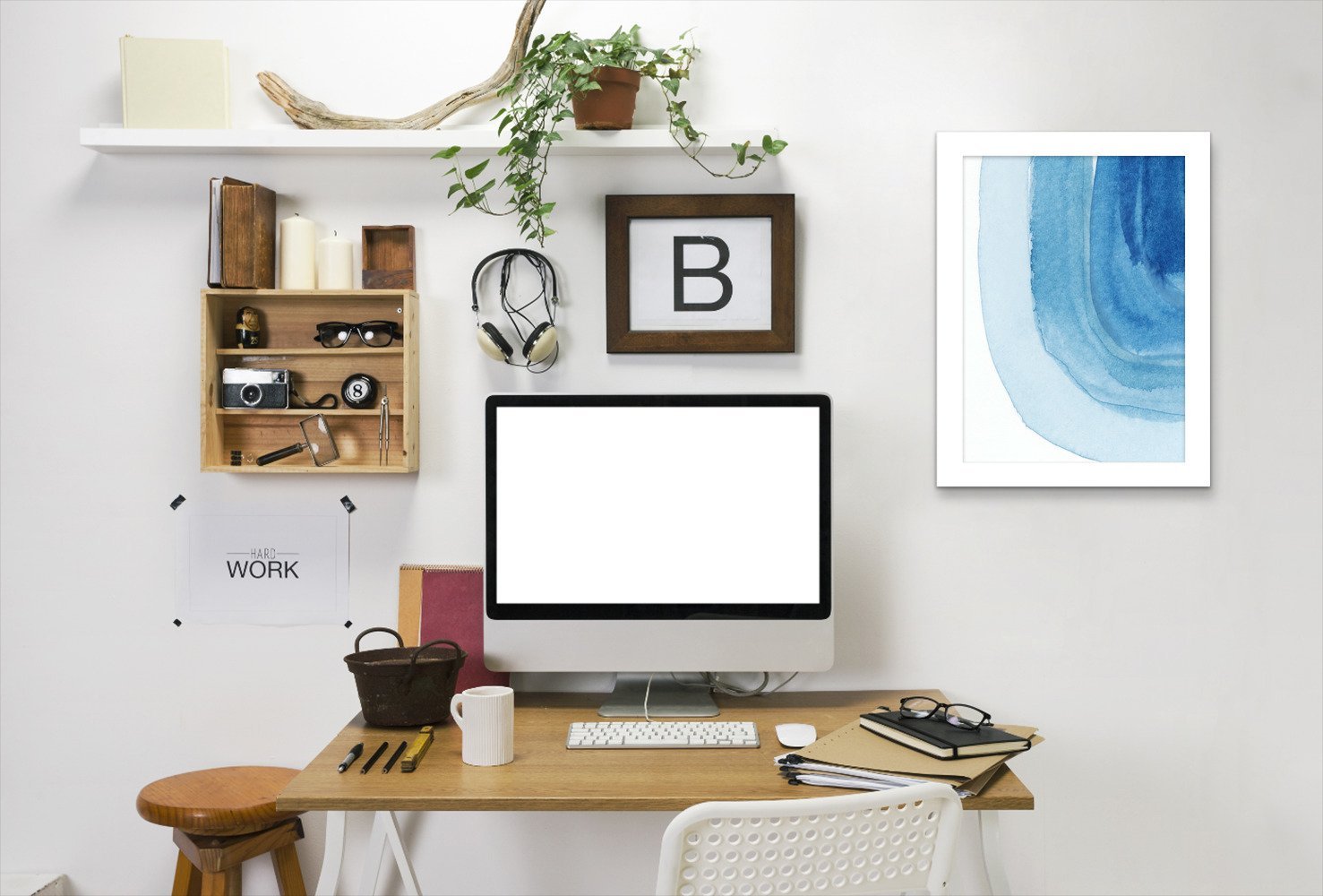 Blue Curves By Chaos & Wonder Design - Framed Print - Americanflat