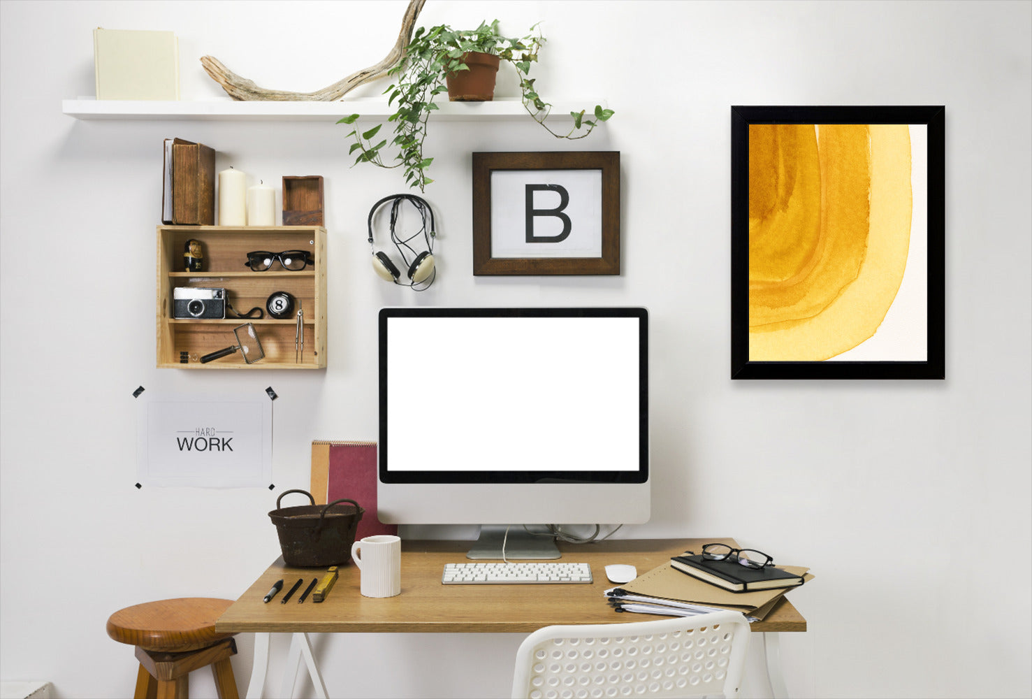Yellow Curves By Chaos & Wonder Design - Black Framed Print - Wall Art - Americanflat
