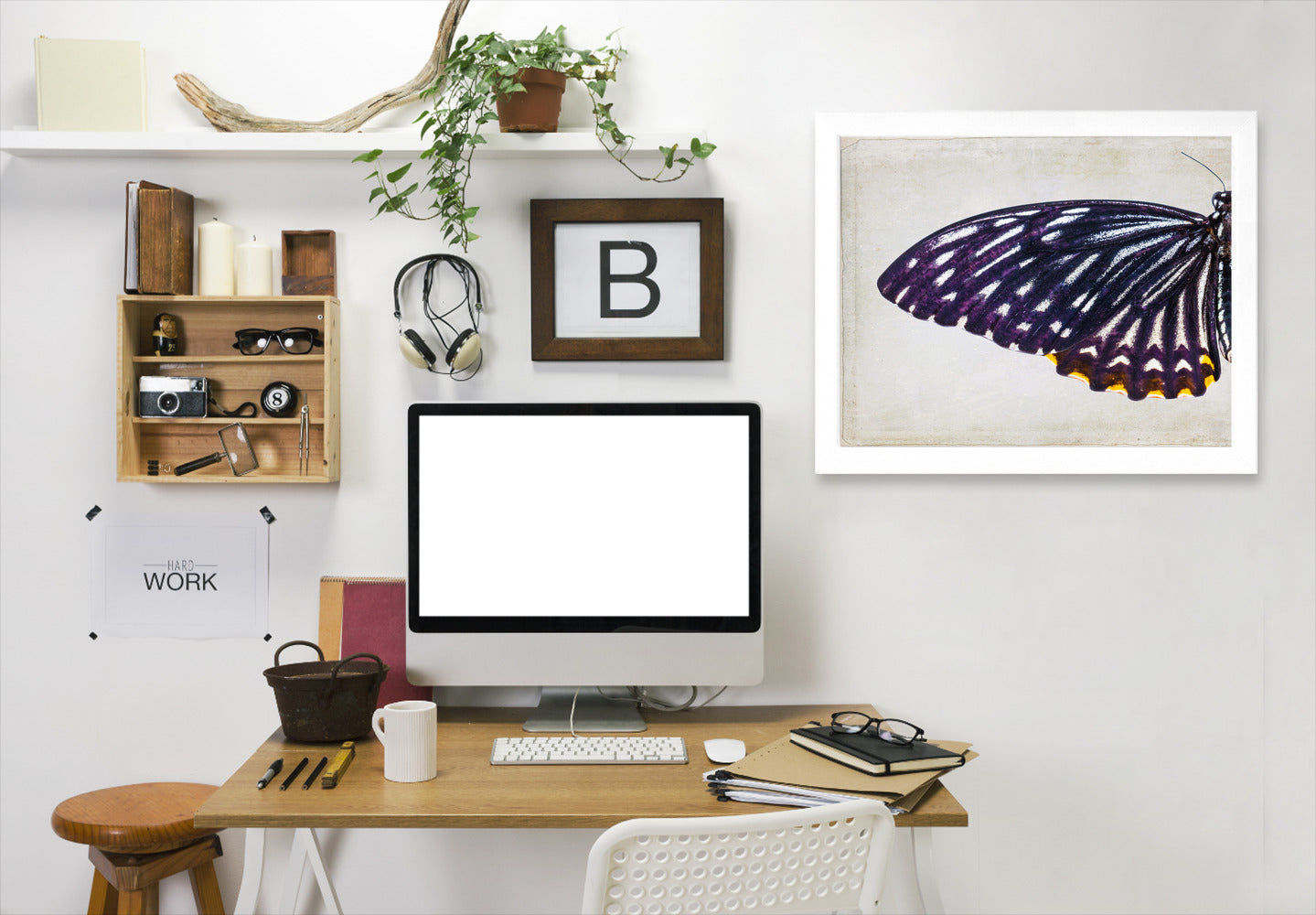Purple Butterfly I By Chaos & Wonder Design - White Framed Print - Wall Art - Americanflat