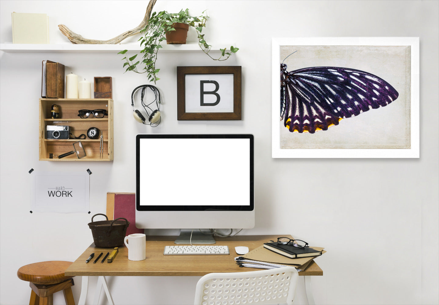 Purple Butterfly Ii By Chaos & Wonder Design - White Framed Print - Wall Art - Americanflat