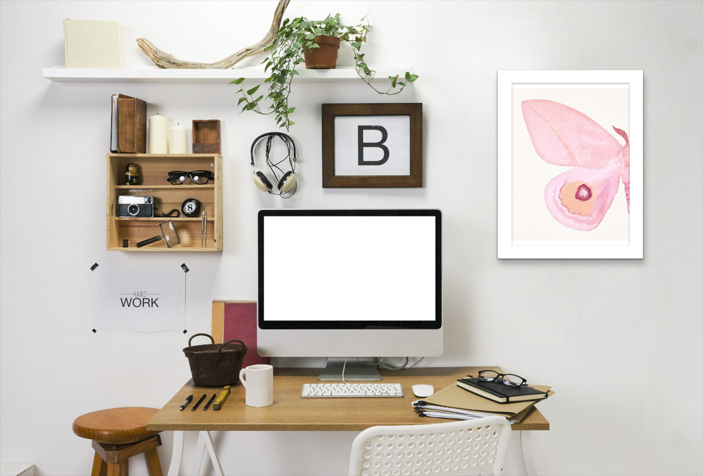 Pink Moth I By Chaos & Wonder Design - White Framed Print - Wall Art - Americanflat