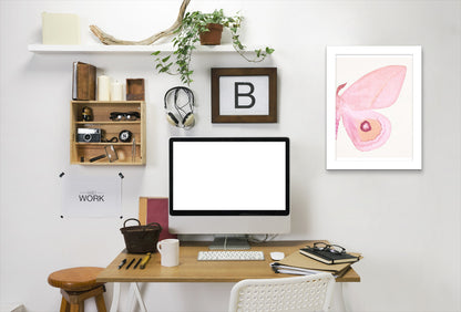 Pink Moth Ii By Chaos & Wonder Design - White Framed Print - Wall Art - Americanflat