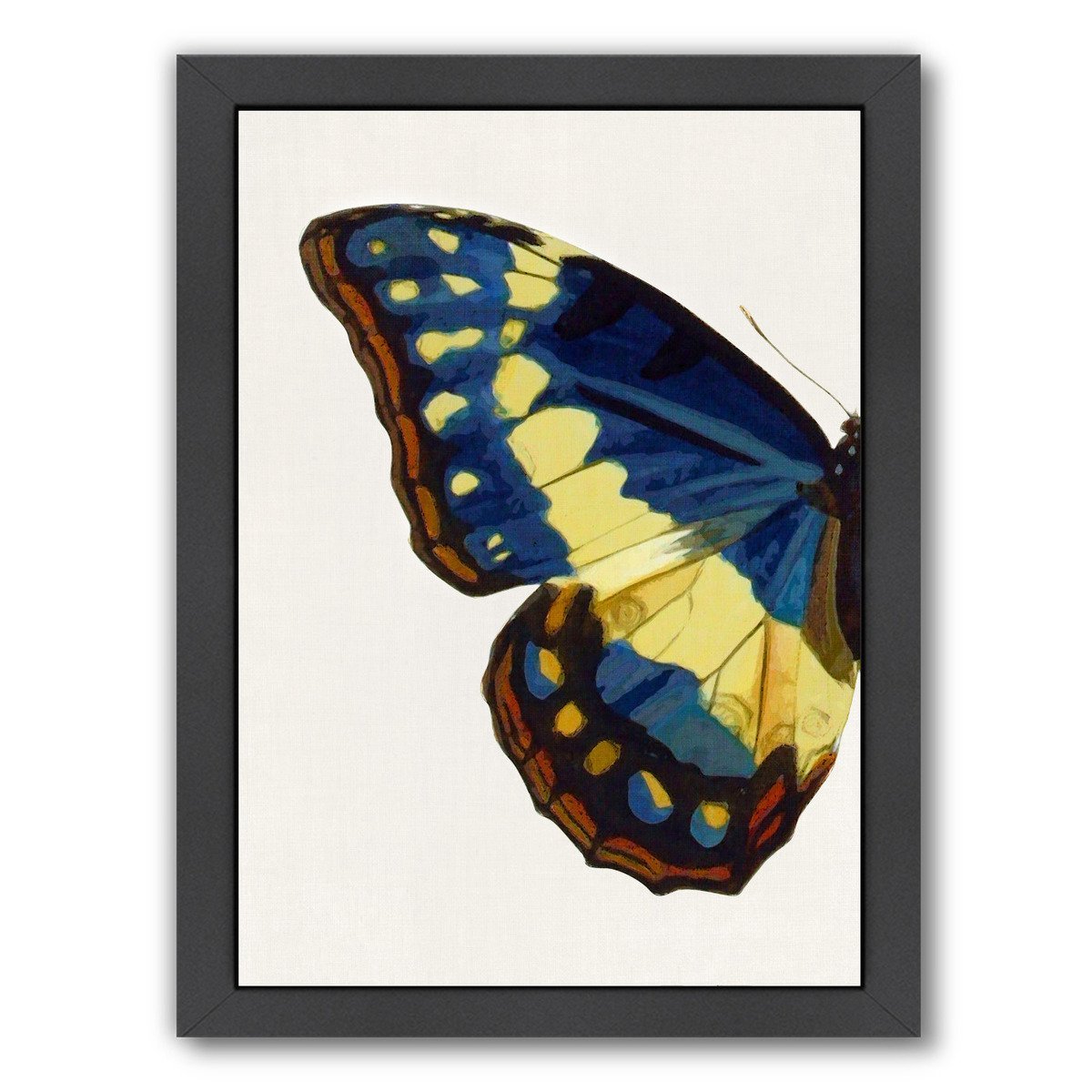 Blue Gold Butterfly I By Chaos & Wonder Design - Black Framed Print - Wall Art - Americanflat
