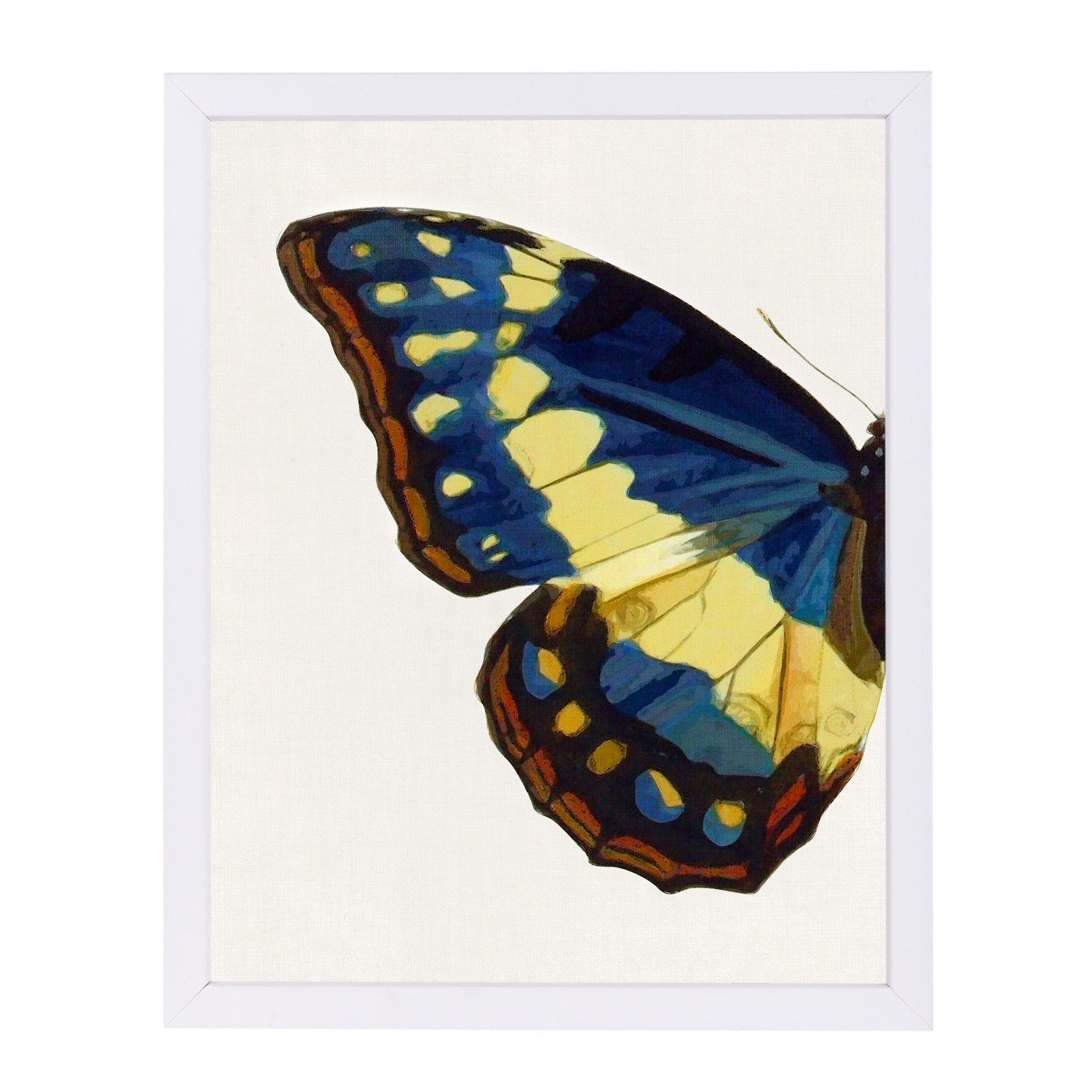 Blue Gold Butterfly I By Chaos & Wonder Design - White Framed Print - Wall Art - Americanflat